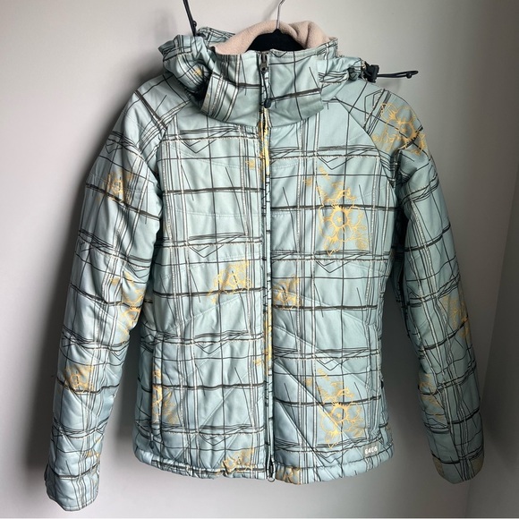 Women's e408 Ski & Snow Jacket in Blue with Yellow Flowers - Size M - Picture 2 of 16